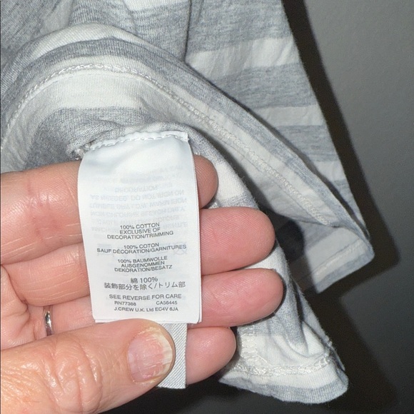 J. Crew Gray and White Striped Tank Top with Scalloped Trim - Large. B9 - Picture 4 of 4